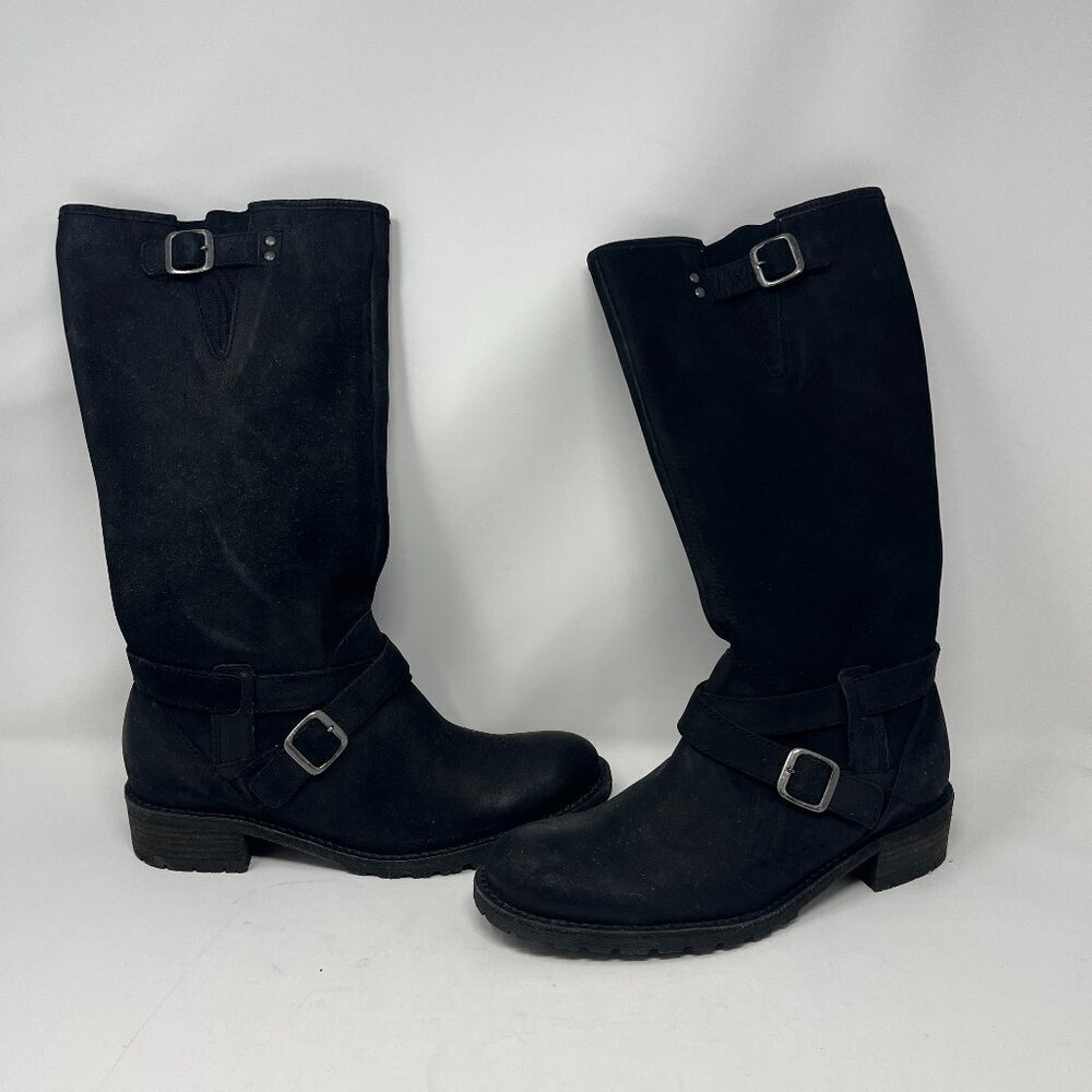 L.L. Bean Deerfield Rustic women's boots 7.5 tall leather riding black buckle